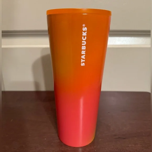 Starbucks 2022 Summer Mango Orange Pink Ombre Stainless Tumbler 24oz Venti Cup - Picture 3 of 5